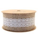 Jute with White Lace Ribbon (50mm x 5yds)