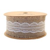 Jute with White Lace Ribbon (50mm x 5yds)