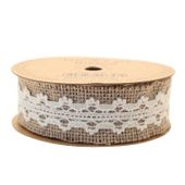 Jute with Cream Lace Ribbon (35mm x 5yds)