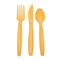 Yellow Assorted Cutlery (Knife, Fork, Spoon) (x18)  