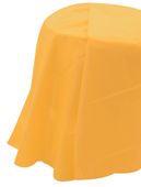Yellow Round Plastic Table Cover (84 inch) 