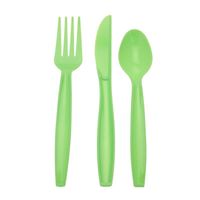 Lime Green Assorted Cutlery (Knife, Fork, Spoon) (x18)  