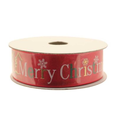 Red Merry Christmas Ribbon  (25mm x 10m)