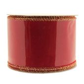 Red Velvet Ribbon W/Gold Edge  (2.5" x 10m)