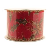 Red Velvet Ribbon wtih Holly  (2.5" x 10m)