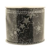 Black Organza with stars Ribbon  (2.5" x 10m)