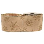 Snowflakes Cotton Natutal / Gold (63mm x 10yds)