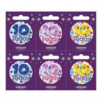 Age 10 Small Badges (6 assorted per perforated card) (5.5cm)  