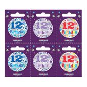 Age 12 Small Badges (6 assorted per perforated card) (5.5cm)  