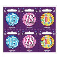 Age 18 Small Badges (6 assorted per perforated card) (5.5cm)  