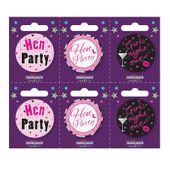 Hen Party Small Badges (6 per perforated card) (5.5cm) 