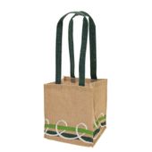 Jennifer Jute Bag Light Green / Dark Green  (14 x 14 x 16cm)