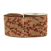 Berries Cotton Natural / Red (63mm x 10yds)