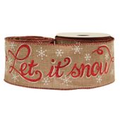 Let it Snow Cotton Natural / Red (63mm x 10yds)