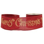 Merry Christmas Cotton Burgundy / Gold (63mm x 10yds)