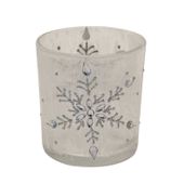Glass Votive with Snowflake (7.3x8cm)