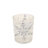 Glass Votive with Snowflake (5.5x6.5cm)