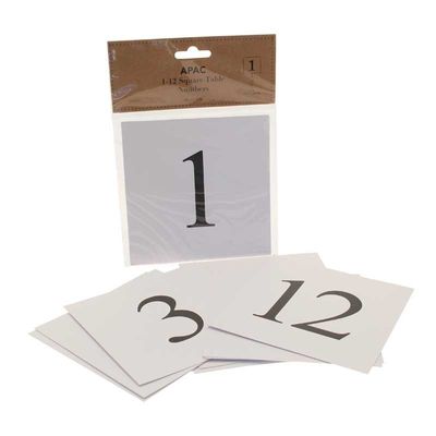 Square Table Number Cards (1-12) 