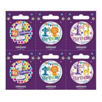 Age 1 Small Badges (6 assorted per perforated card) (5.5cm) 