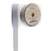 Pale Blue Small Gingham Check Ribbon (15mm x 20m)