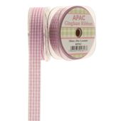 Lavender Small Gingham Check Ribbon (15mm x 20m)