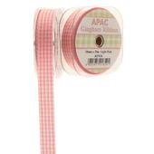 Light Pink Small Gingham Check Ribbon (15mm x 20m)