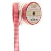 Dark Pink Small Gingham Check Ribbon (15mm x 20m)