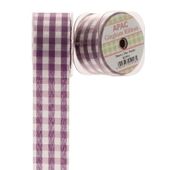 Purple Large Gingham Check Ribbon (38mm x 20m)