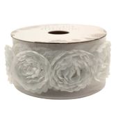 Rose Ribbon with Flower - Cream (40mm x 2m)