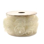 Organza Rose Ribbon with Pearl - Cream (2m)