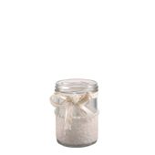 Glass Jar W/Fabric/Pearls Cream (H11cm)