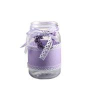 Jam Jar W/Fabric/Lace/Lavender (H14.8cm)