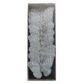 Glittered Feather Butterfly - Silver 7cm (Pk12) 