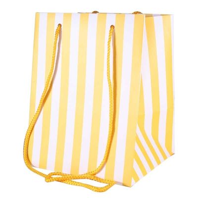 Yellow Candy Stripe Hand Tied Bag (19x25cm)