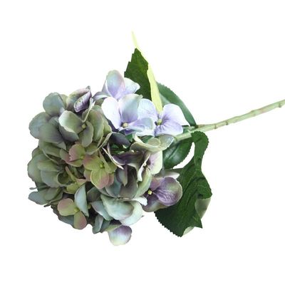 Single Hydrangea with 3 Leaves Green Purple (26inch)