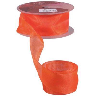 Orange Woven Edge Organza (38mm x 20m)