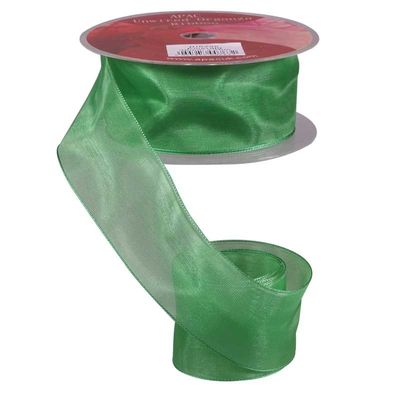 Emerald Woven Edge Organza (38mm x 20m)