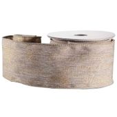 Natural with Gold Merry Christmas Ribbon (2.5 inch x 10yd)