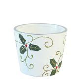 Silver Christmas Holly Flower Pot (10.5x10.5x9cm)