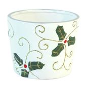 Silver Christmas Holly Flower Pot (14.3x14.3x12cm) 