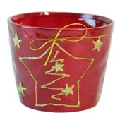 Red Christmas Tree Flower Pot (14.3x14.3x12cm) 