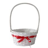 Langton Round Basket with Ribbon in White (30cm)