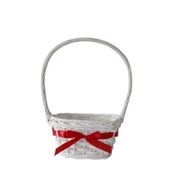 Langton Oval Basket with Ribbon in White (21x14cm)