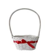 Langton Oval Basket with Ribbon in White (25x16cm)