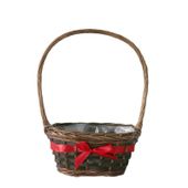 Langton Oval Basket with Ribbon in Stain (25x16cm)
