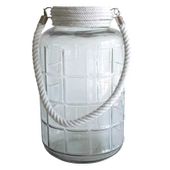 Glass Candle Holder with Rope Handle (34cm)