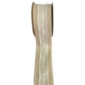 Natural With Ivory Lace Ribbon (38mm x 5yds)
