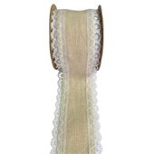 Natural with Ivory Lace Ribbon (50mm x 5yds)