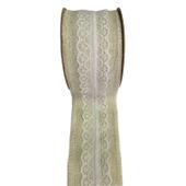 Natural with White Lace Ribbon (50mm x 5yds)