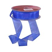 Royal Blue Woven Edge Organza (25mm x 20m)